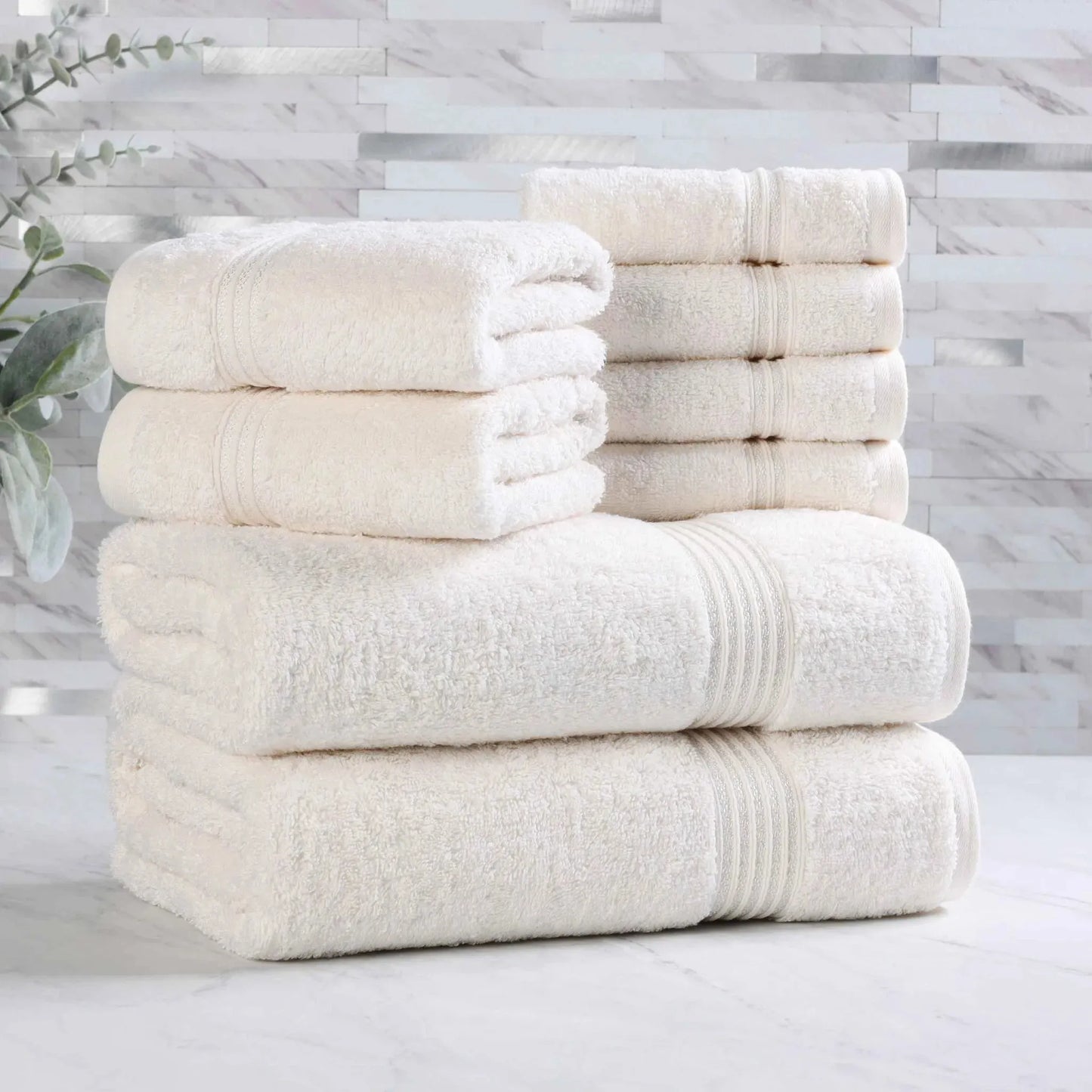 Heritage Egyptian Cotton Plush Absorbent Luxury 8 Piece Towel Set