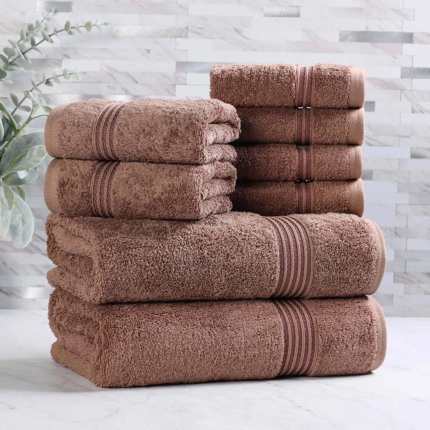 Heritage Egyptian Cotton Plush Absorbent Luxury 8 Piece Towel Set