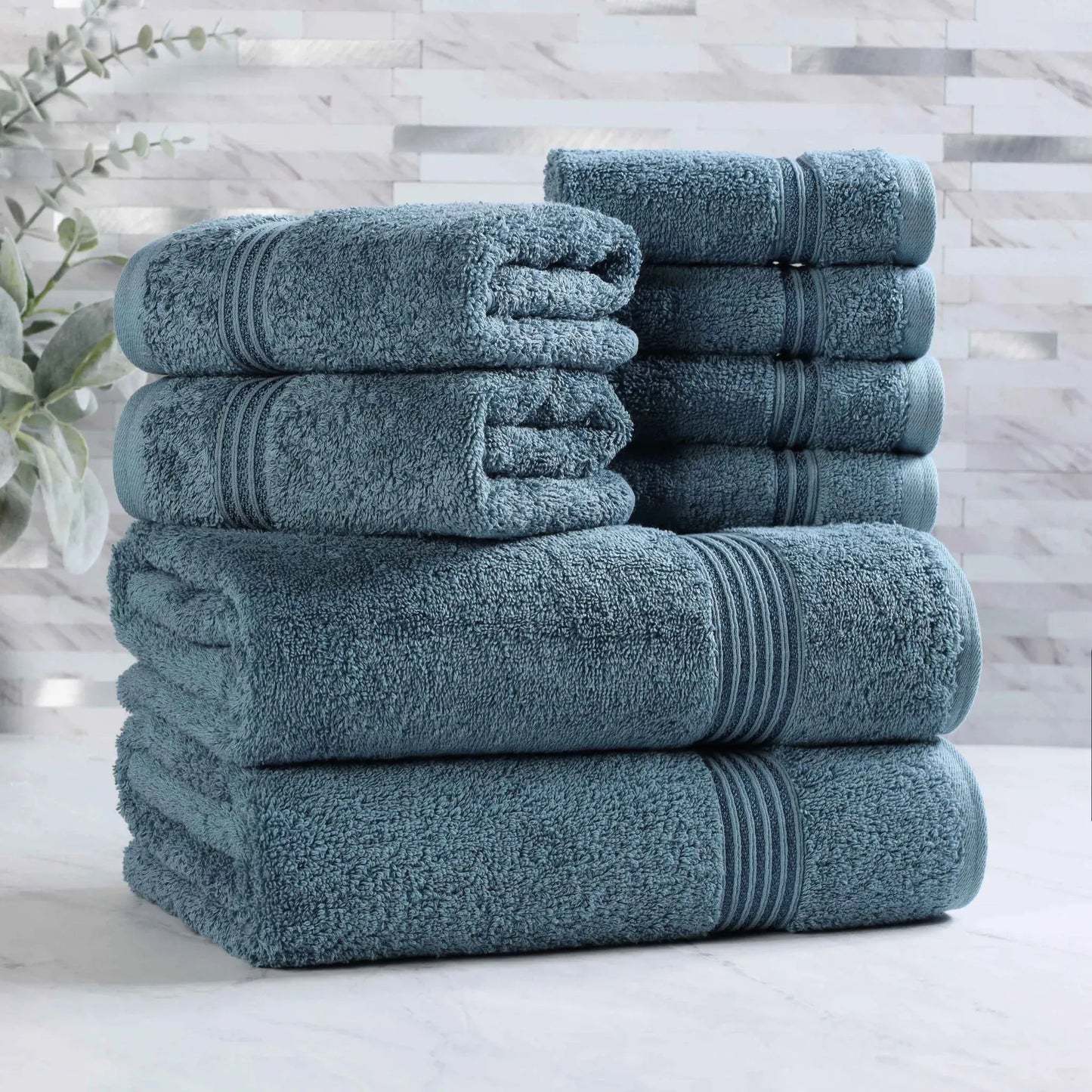 Heritage Egyptian Cotton Plush Absorbent Luxury 8 Piece Towel Set