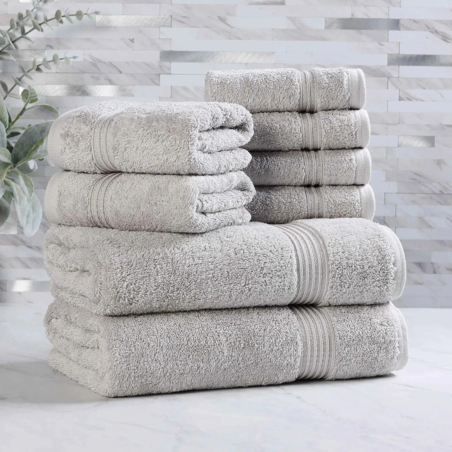Heritage Egyptian Cotton Plush Absorbent Luxury 8 Piece Towel Set