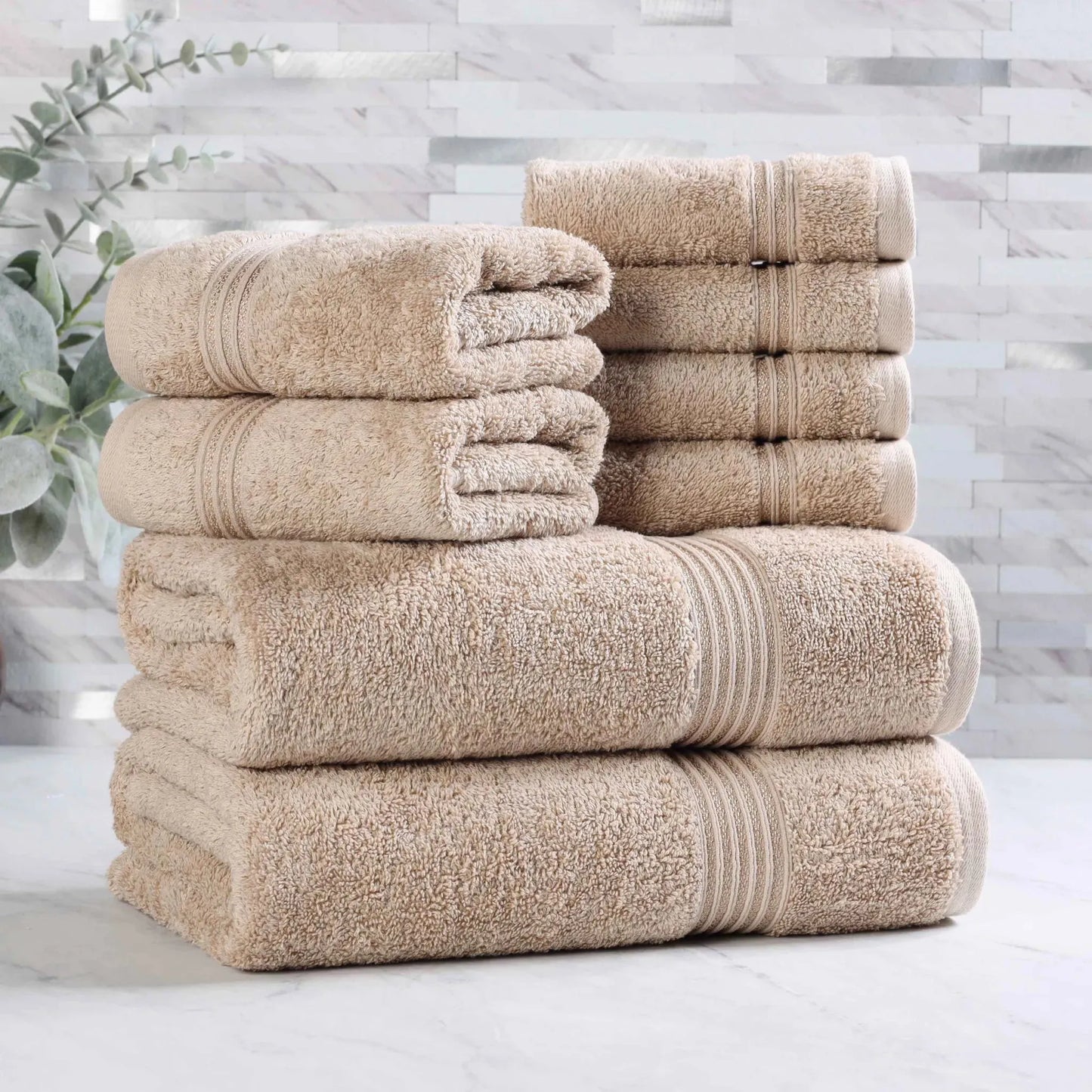 Heritage Egyptian Cotton Plush Absorbent Luxury 8 Piece Towel Set