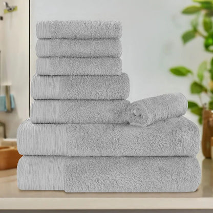 Rayon from Bamboo Eco-Friendly Fluffy Soft Solid 8 Piece Towel Set