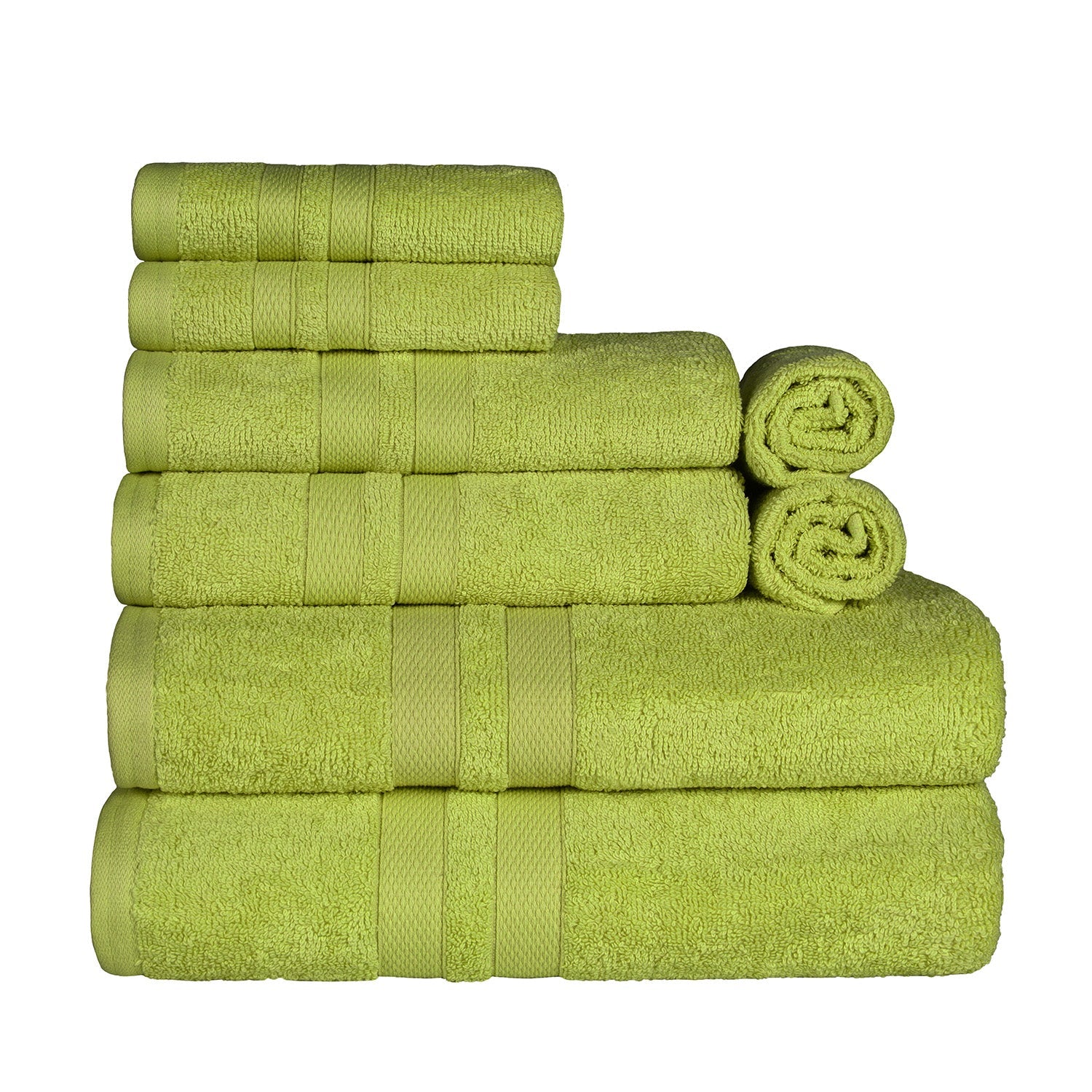 Superior Ultra Soft Cotton Absorbent Solid Assorted 8-Piece Towel Set -  Celery