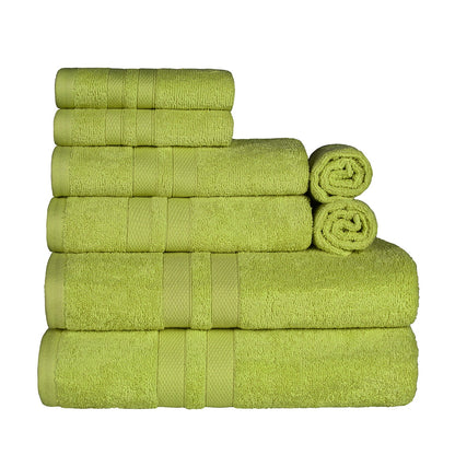 Superior Ultra Soft Cotton Absorbent Solid Assorted 8-Piece Towel Set -  Celery