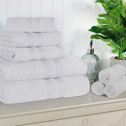 Superior Ultra Soft Cotton Absorbent Solid Assorted 8-Piece Towel Set - Silver