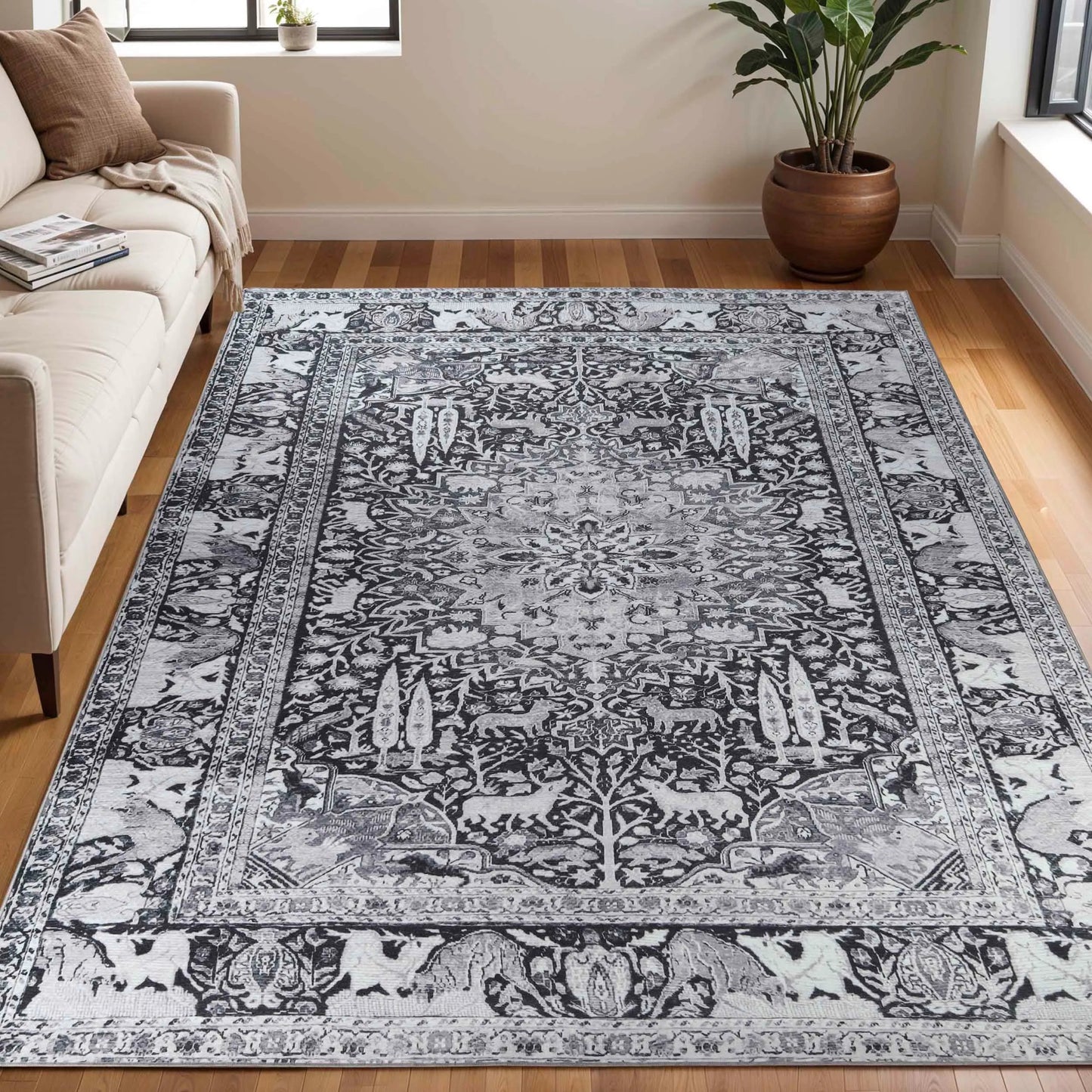 Copley Bohemian Oriental Medallion Wildlife Indoor Area Rug