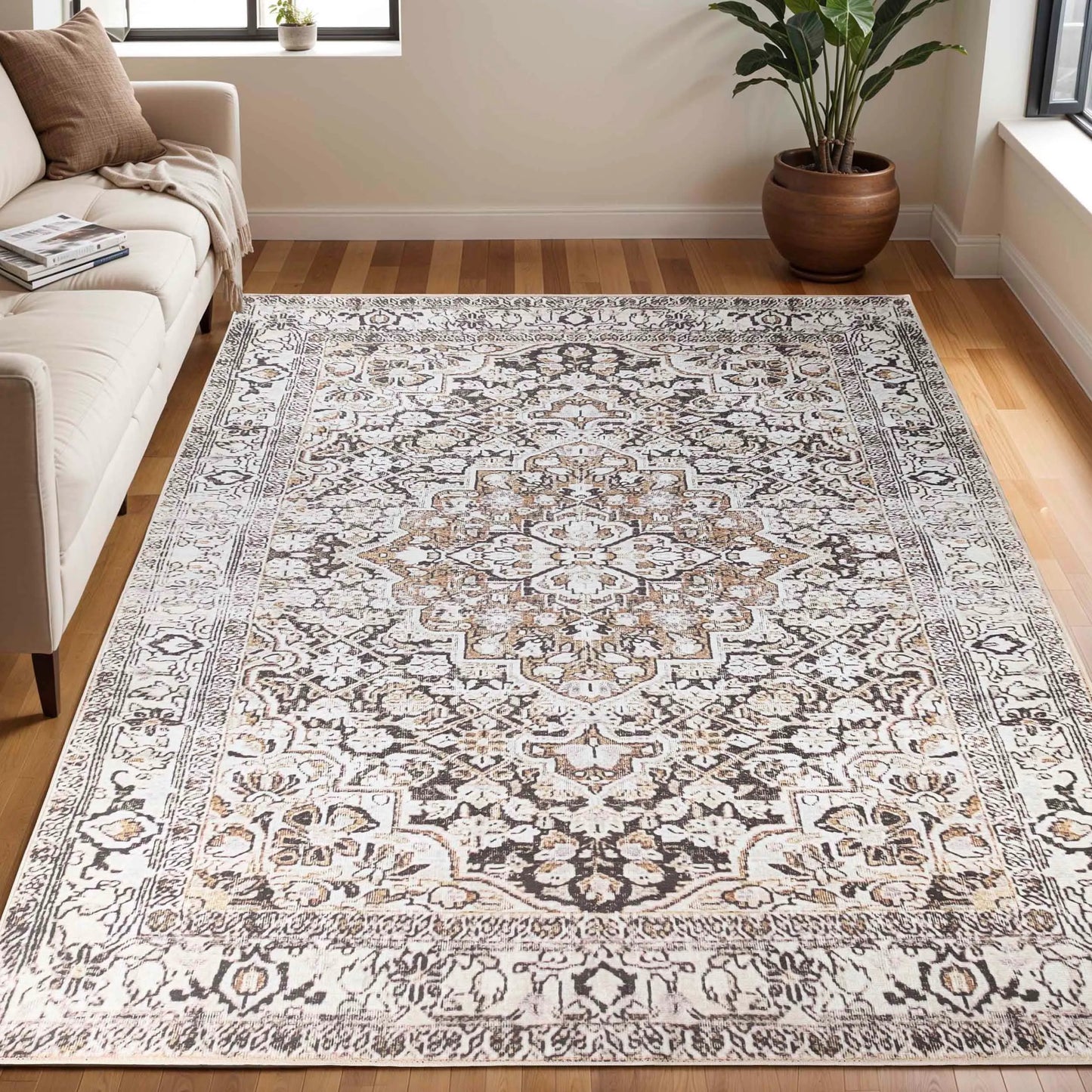 Elodie Bohemian Geometric Floral Medallion Indoor Area Rug Or Runner