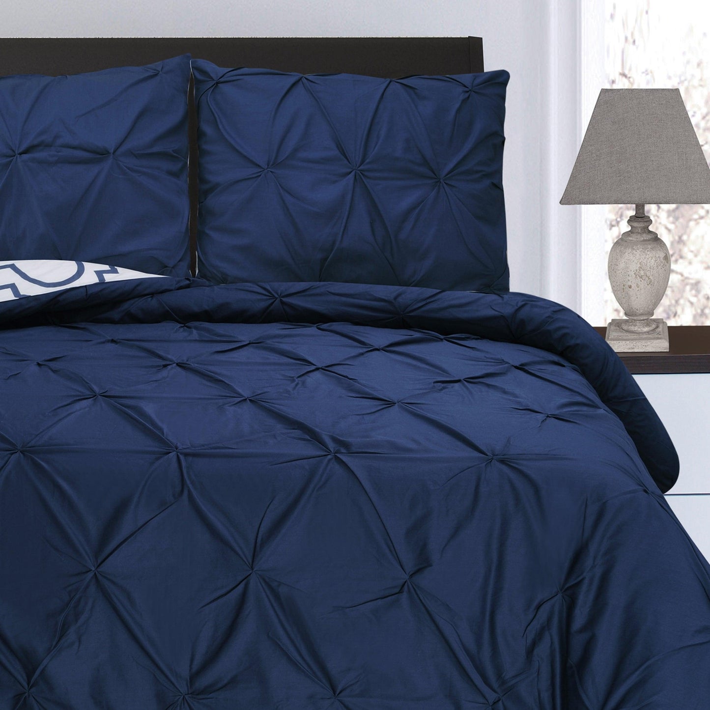 Superior Cotton Modern Geometric Valencia  Set with Button Closure - Blue