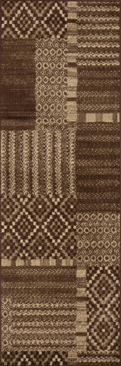 Dorset Block Patchwork Indoor Area Rug or Runner Rug - Taupe
