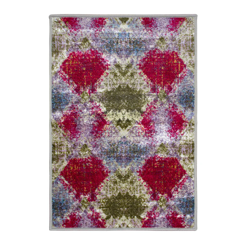 Amarsi Geometric Non-Slip Indoor Washable Area Rug - Gray