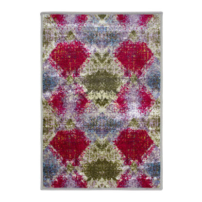 Amarsi Geometric Non-Slip Indoor Washable Area Rug - Gray