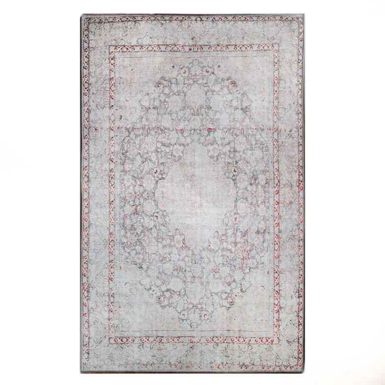 Alma Floral Medallion Indoor Area Rug Or Runner Rug - BerryRed
