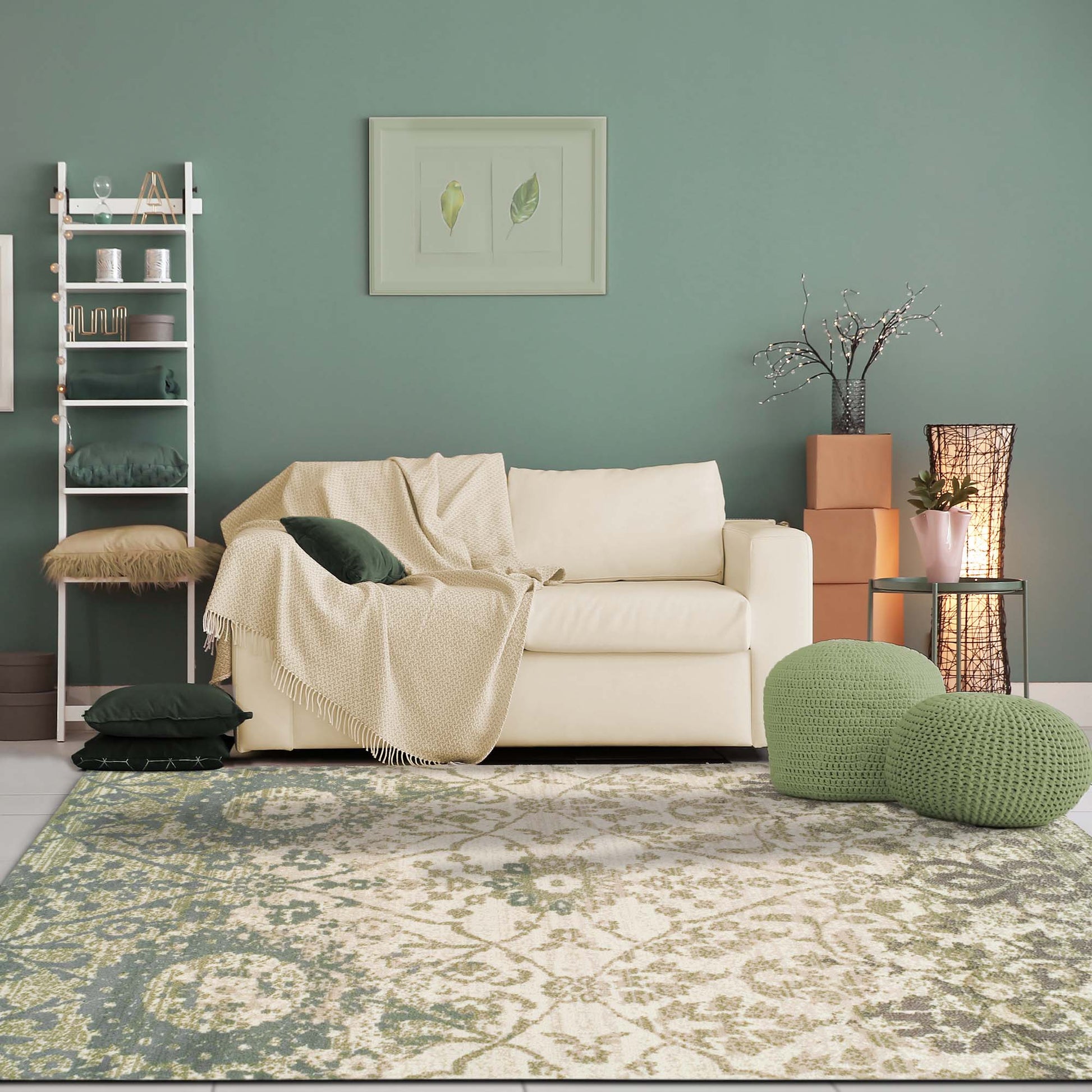 Superior Pendleton Traditional Floral Indoor Area Rug or Runner Rug Or Door Mat - Ivory