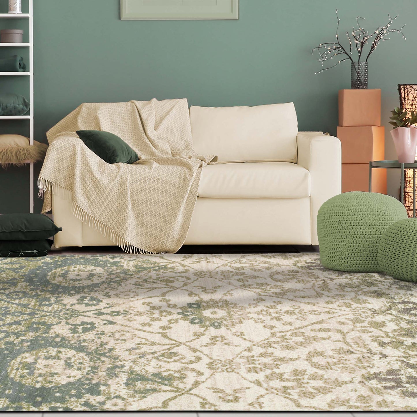 Superior Pendleton Traditional Floral Indoor Area Rug or Runner Rug Or Door Mat - Ivory