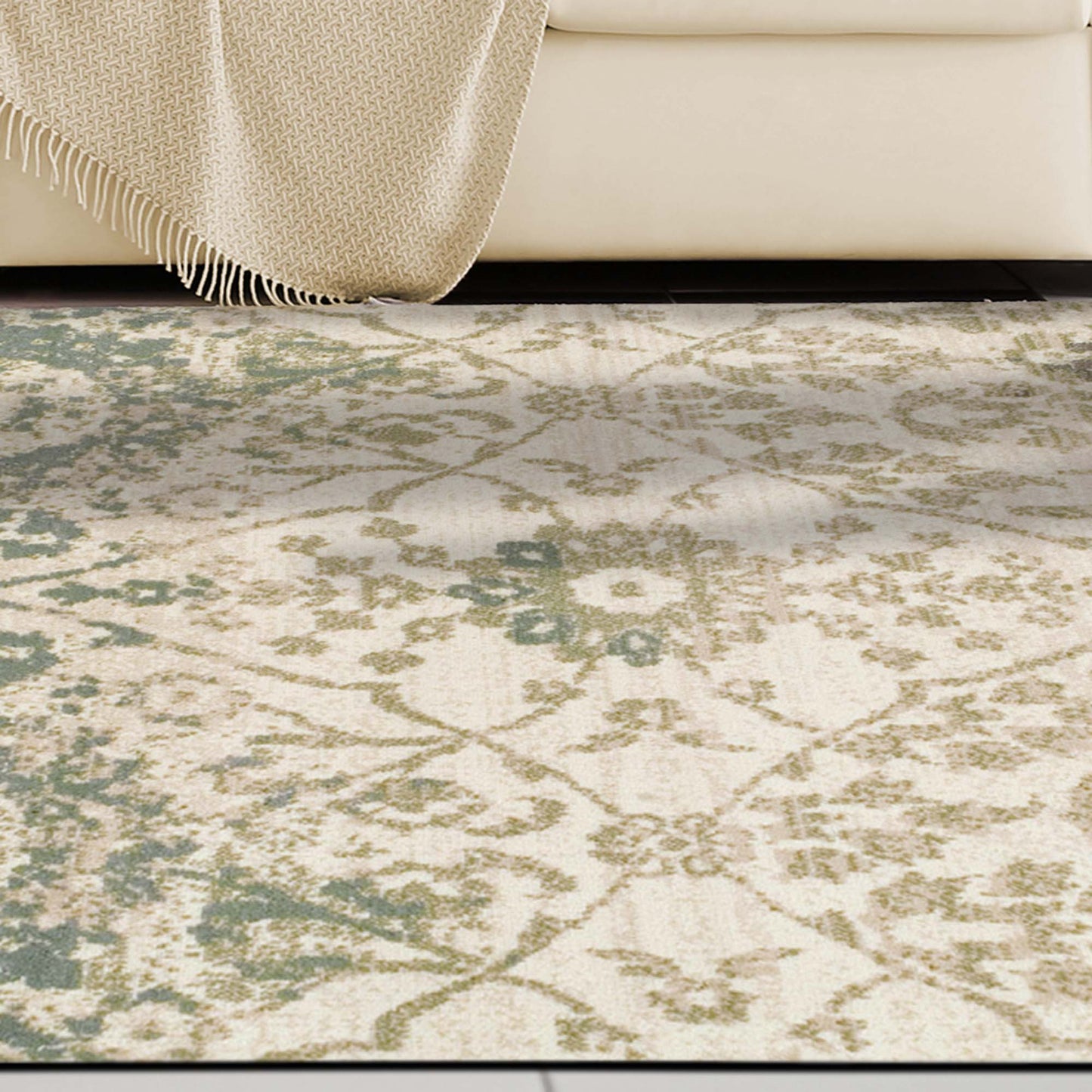 Superior Pendleton Traditional Floral Indoor Area Rug or Runner Rug Or Door Mat - Ivory