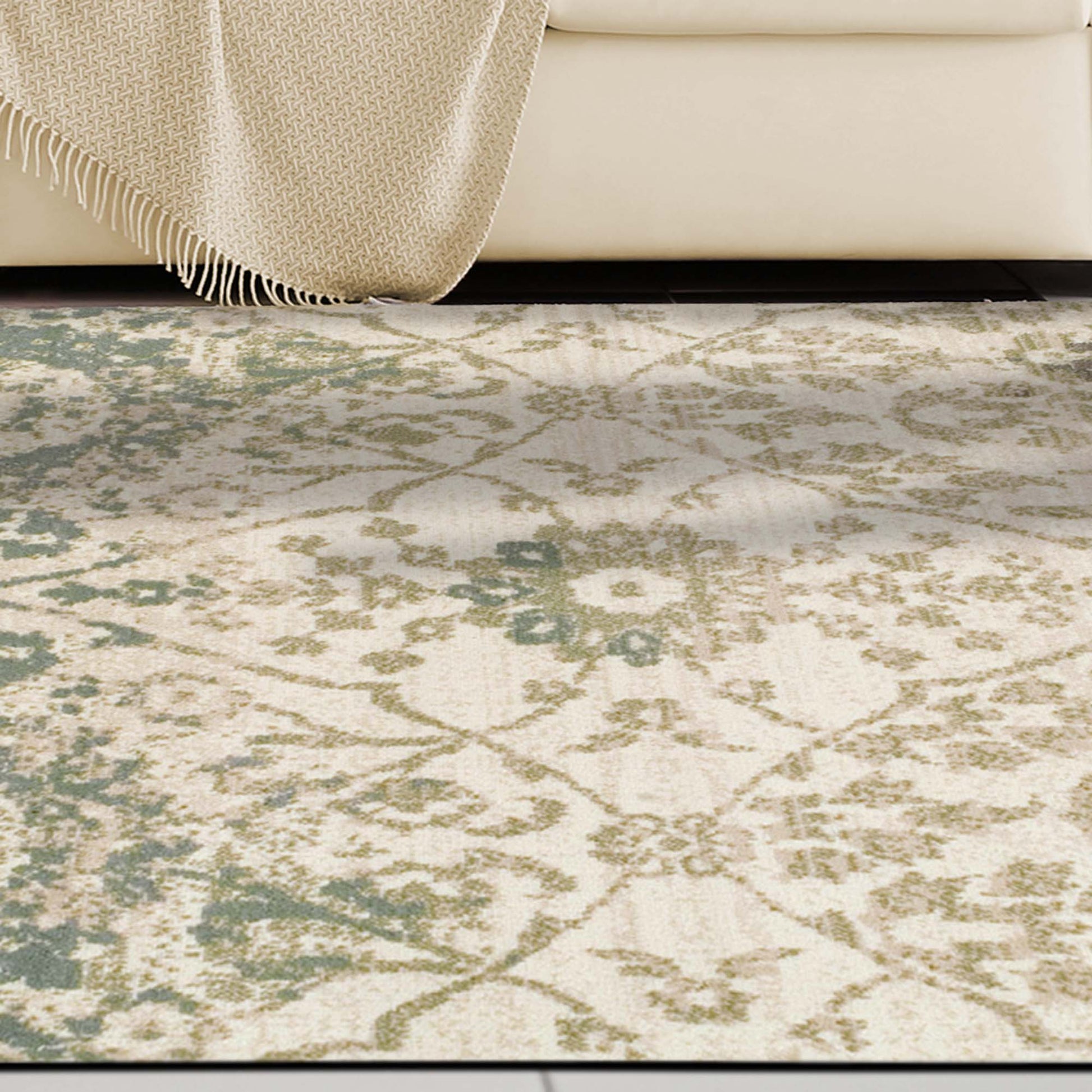 Superior Pendleton Traditional Floral Indoor Area Rug or Runner Rug Or Door Mat - Ivory