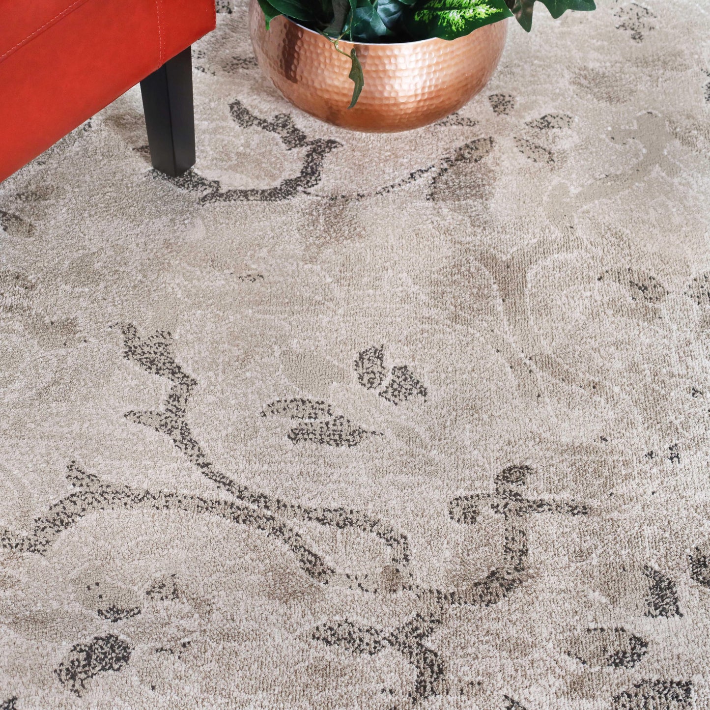 Caine Distressed Florals Modern Indoor Area Rug - Bronze