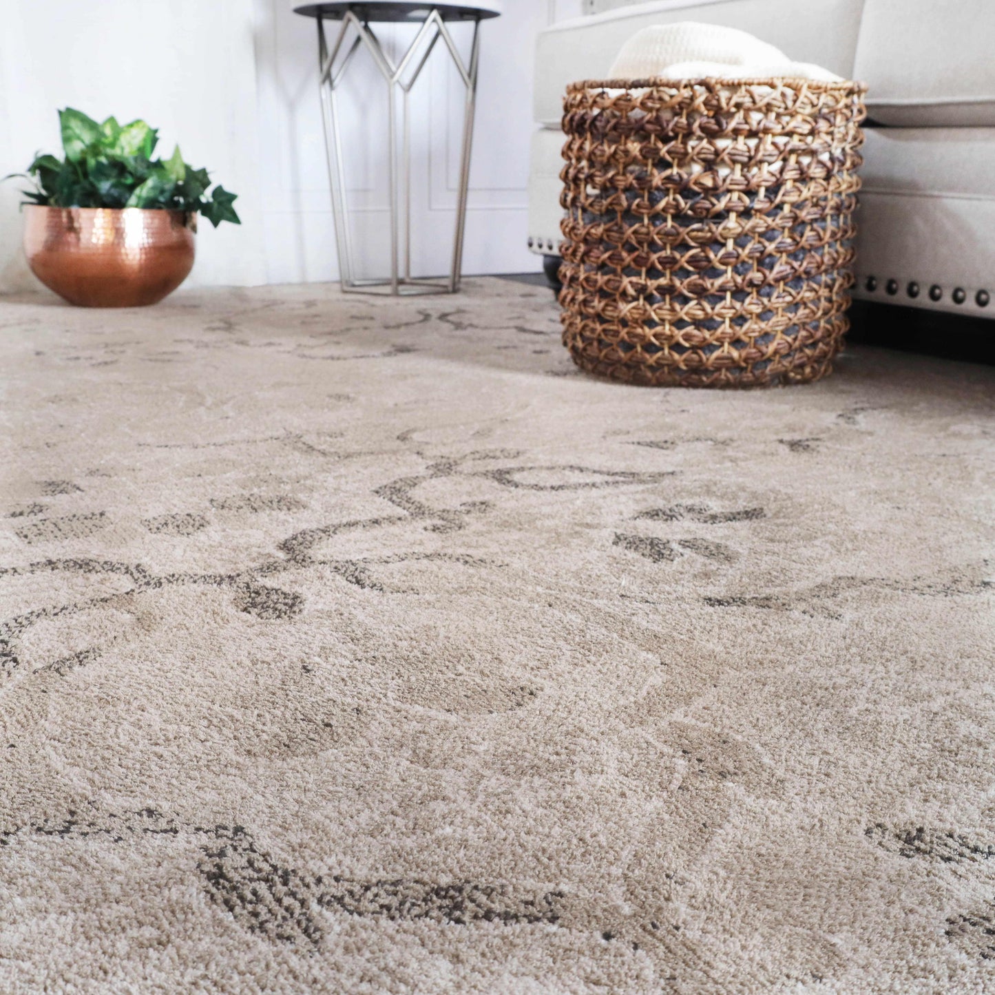 Caine Distressed Florals Modern Indoor Area Rug - Bronze