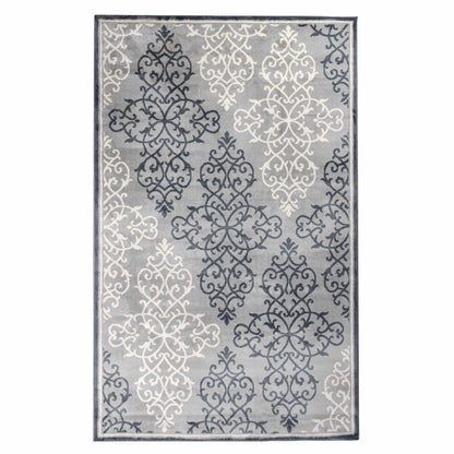 Superior Contemporary Medallion Indoor Area or Runner Rug - Platinum