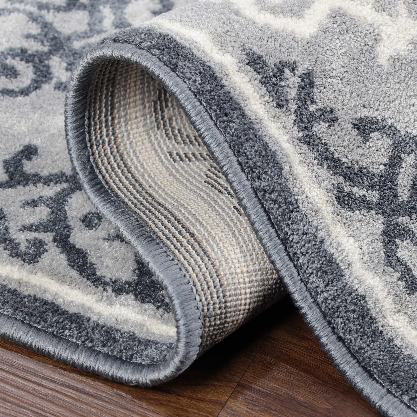 Superior Contemporary Medallion Indoor Area or Runner Rug - Platinum