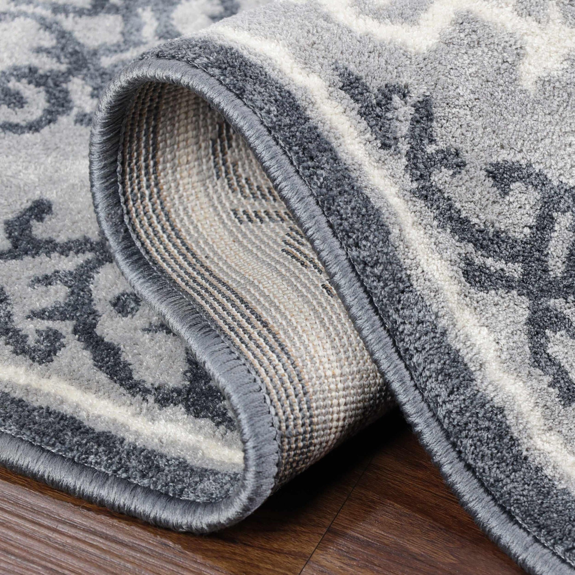 Superior Contemporary Medallion Indoor Area or Runner Rug - Platinum