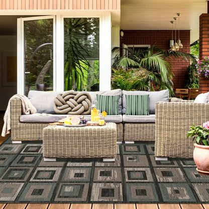  Superior Indoor Outdoor Jute Backed Colburn Geometric Weather Resistant Area Rug 