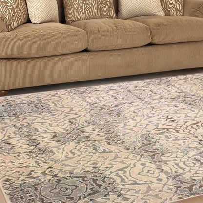Superior Corbin Contemporary Damask Area Rug - Beige