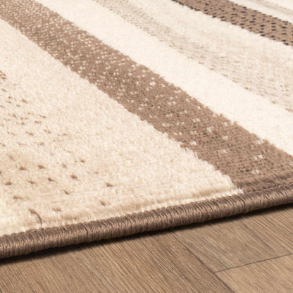 Superior Corona Striped Contemporary Area Rug - Beige