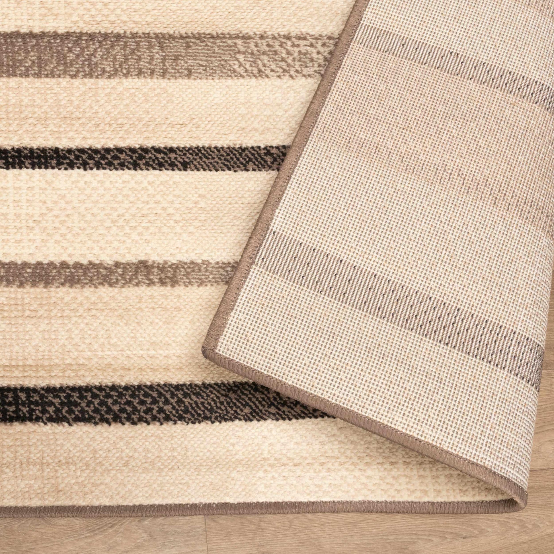 Superior Corona Striped Contemporary Area Rug - Beige