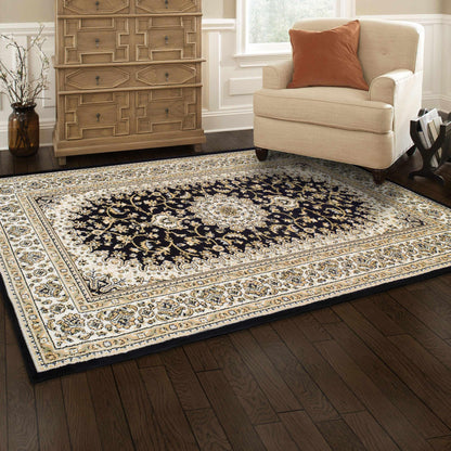  Superior Edinberg Oriental Floral Medallion Area Rug - Black/Green