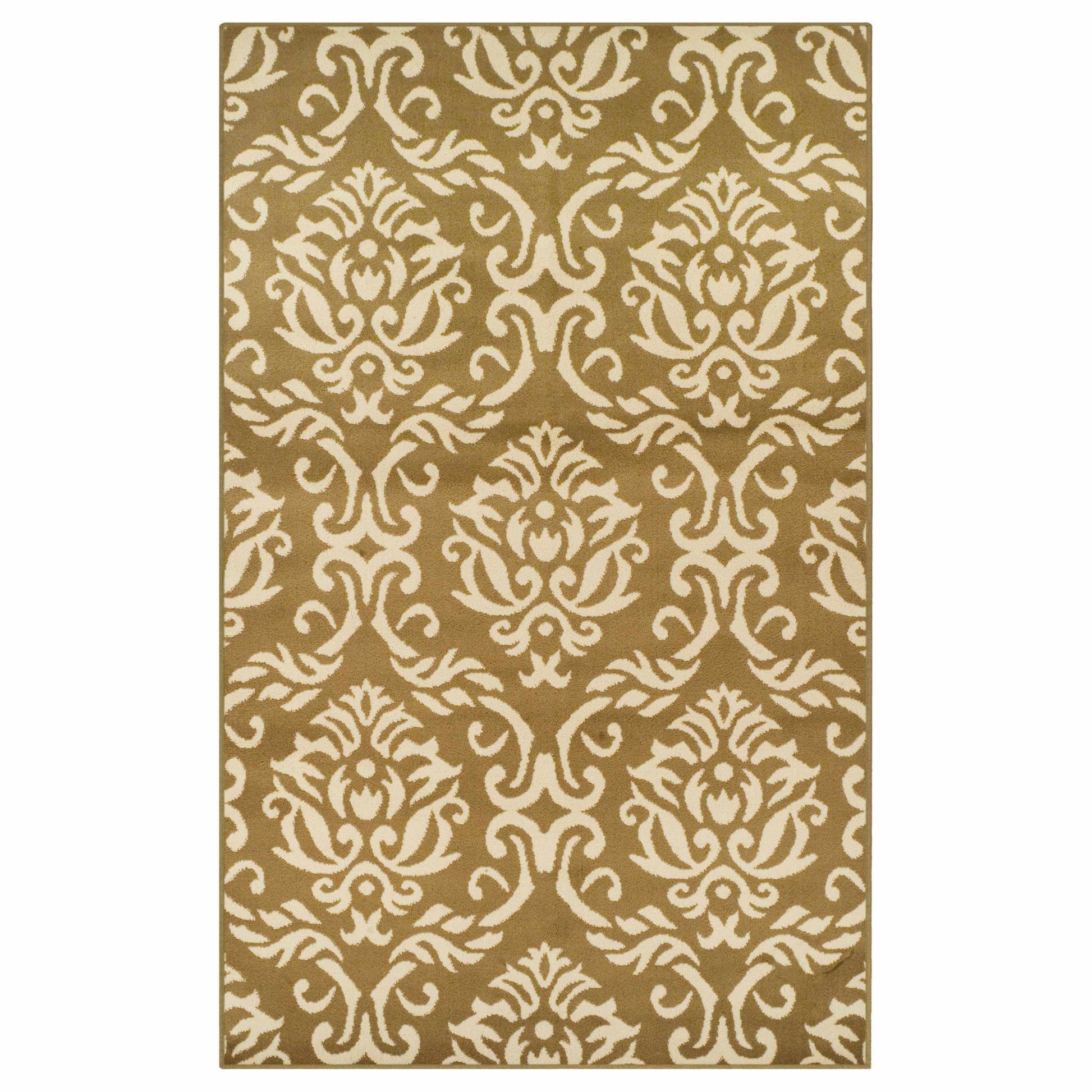 Superior Fleur Distressed Damask Area Rug - Red