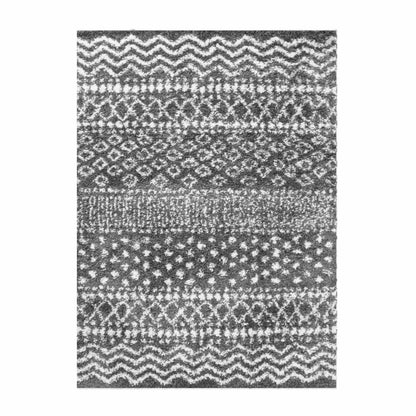  Superior Boho Geometric Indoor Plush Shag Area Rug - Cream-Black
