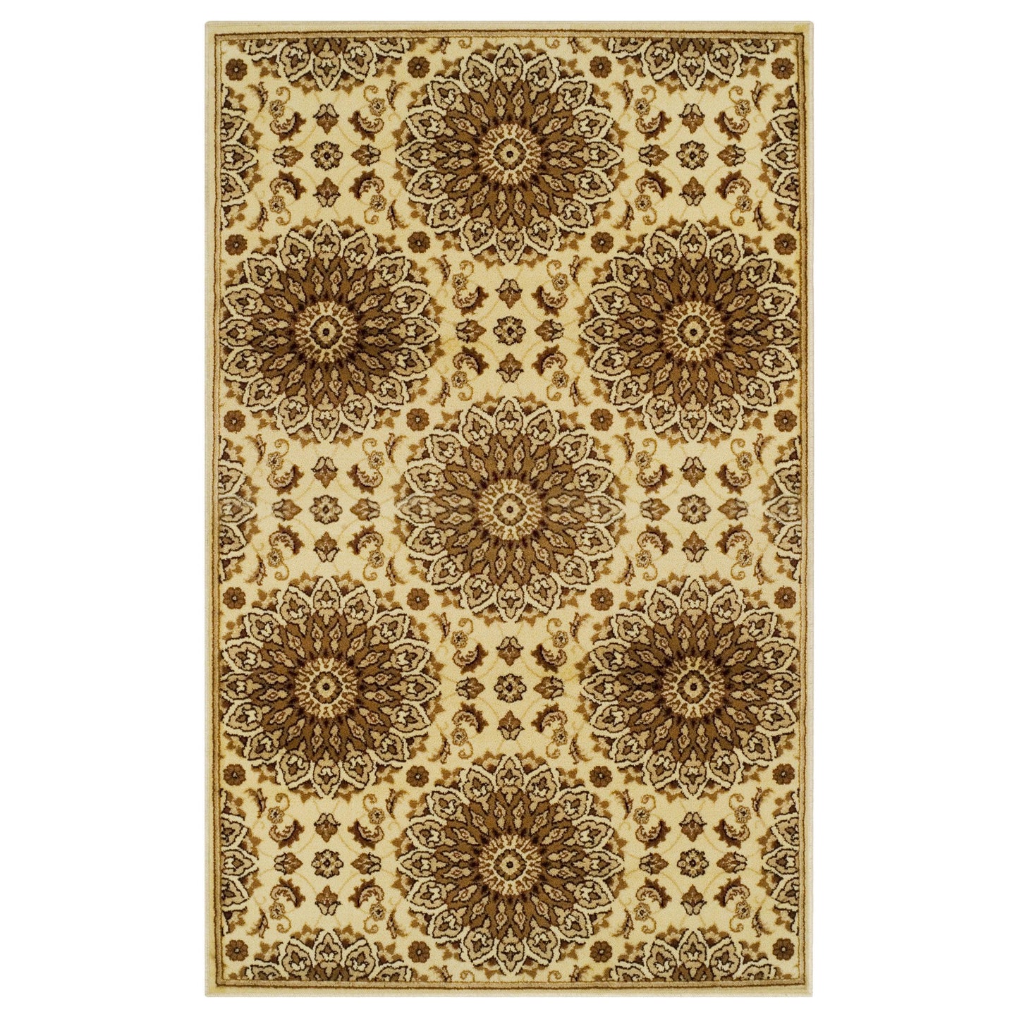 Superior Marigold Floral Medallion Area Rug  -Multi-Color
