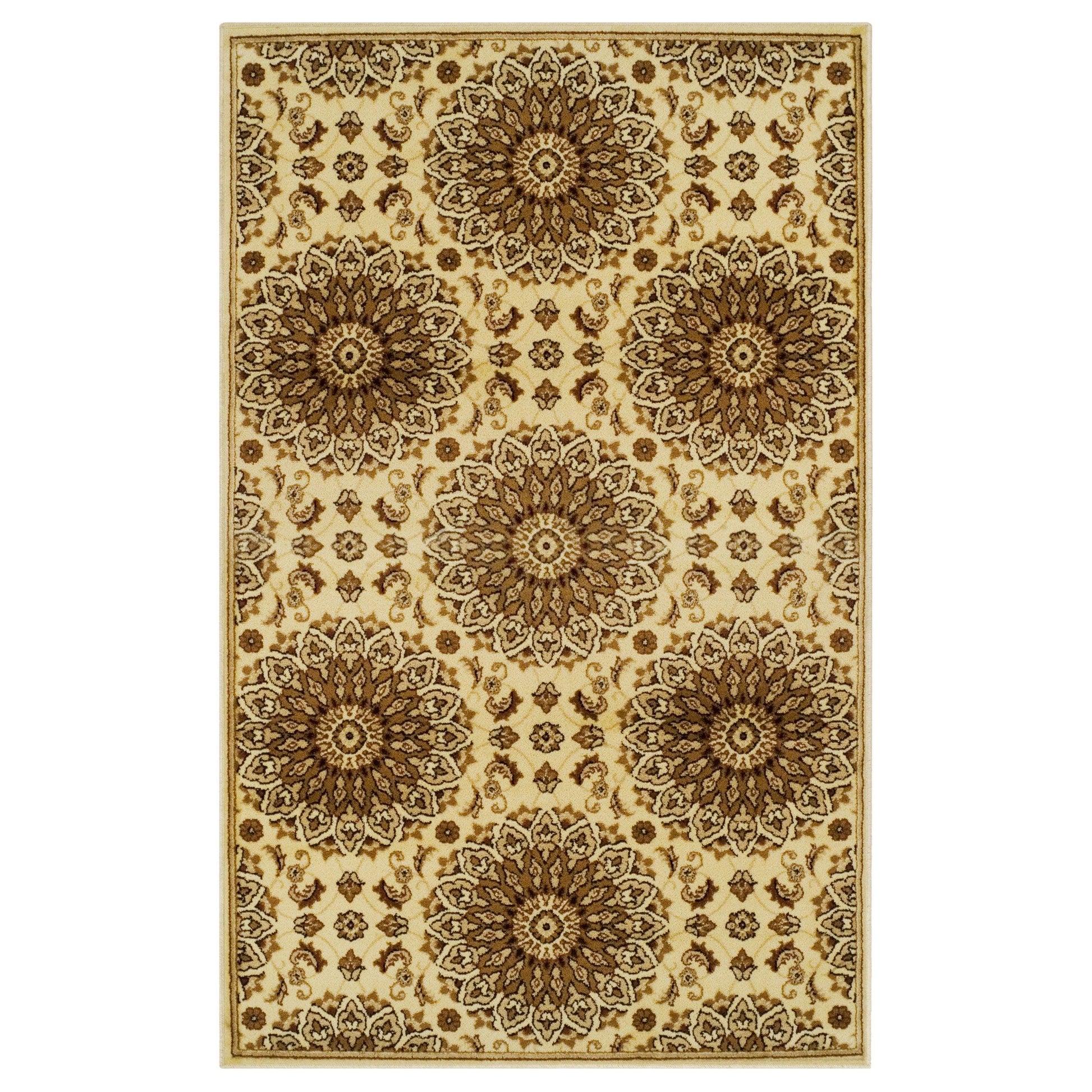 Superior Marigold Floral Medallion Area Rug  -Multi-Color