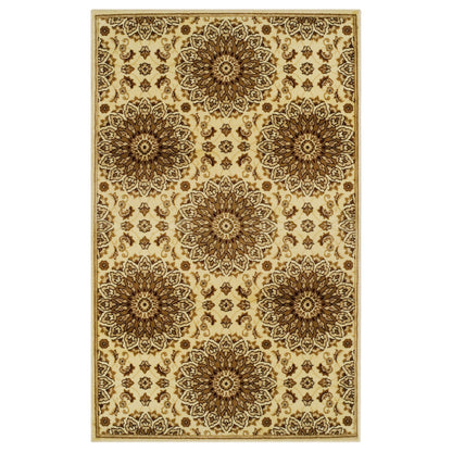 Superior Marigold Floral Medallion Area Rug  -Multi-Color