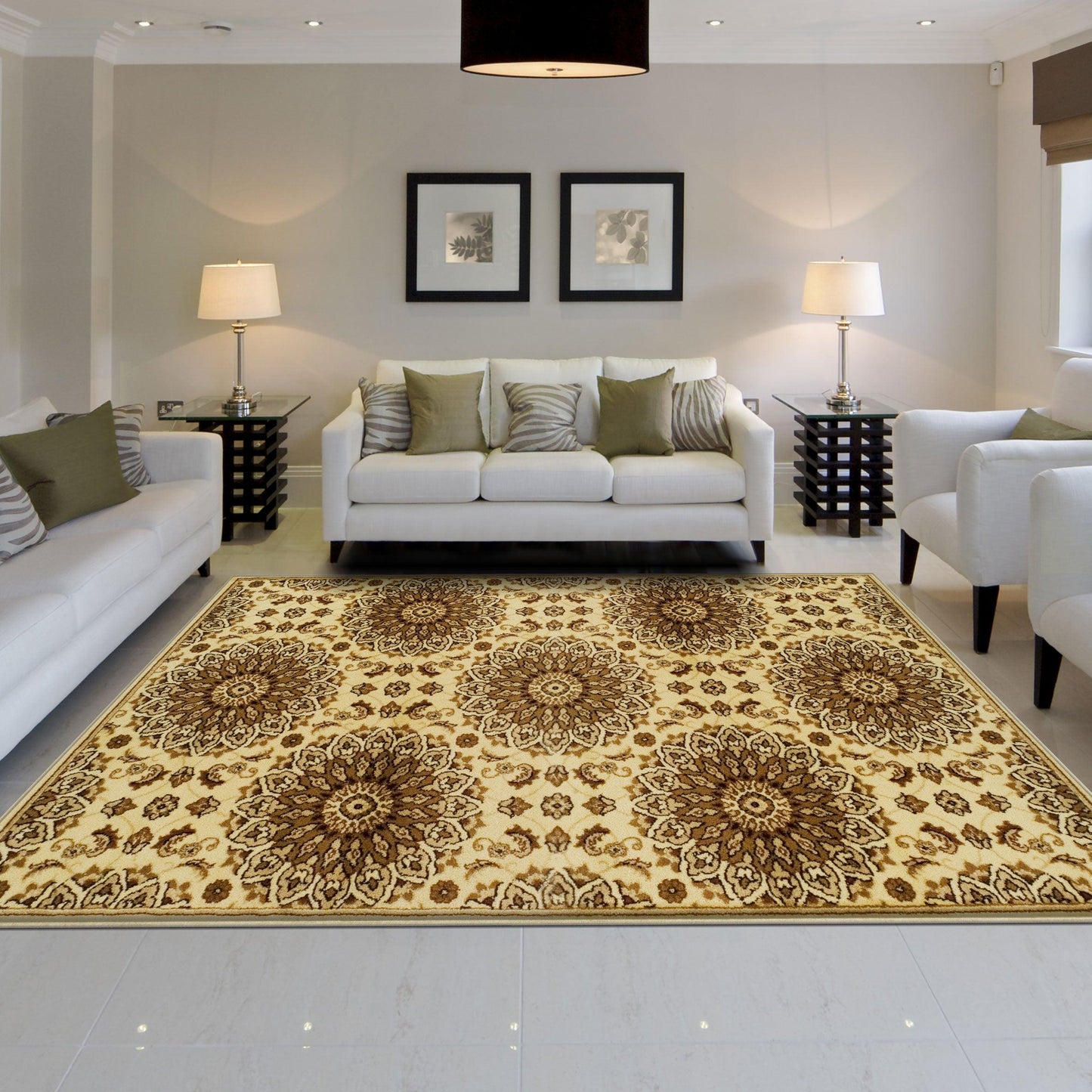 Superior Marigold Floral Medallion Area Rug -  Multi-Color