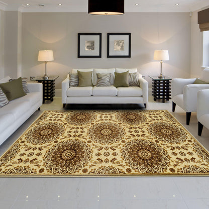 Superior Marigold Floral Medallion Area Rug -  Multi-Color