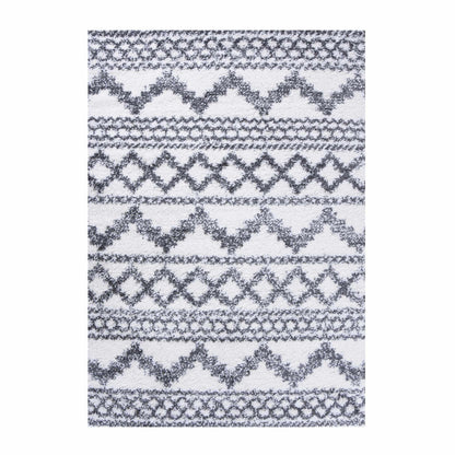  Superior Geometric Bohemian Indoor Plush Shag Area Rug - Black-Cream