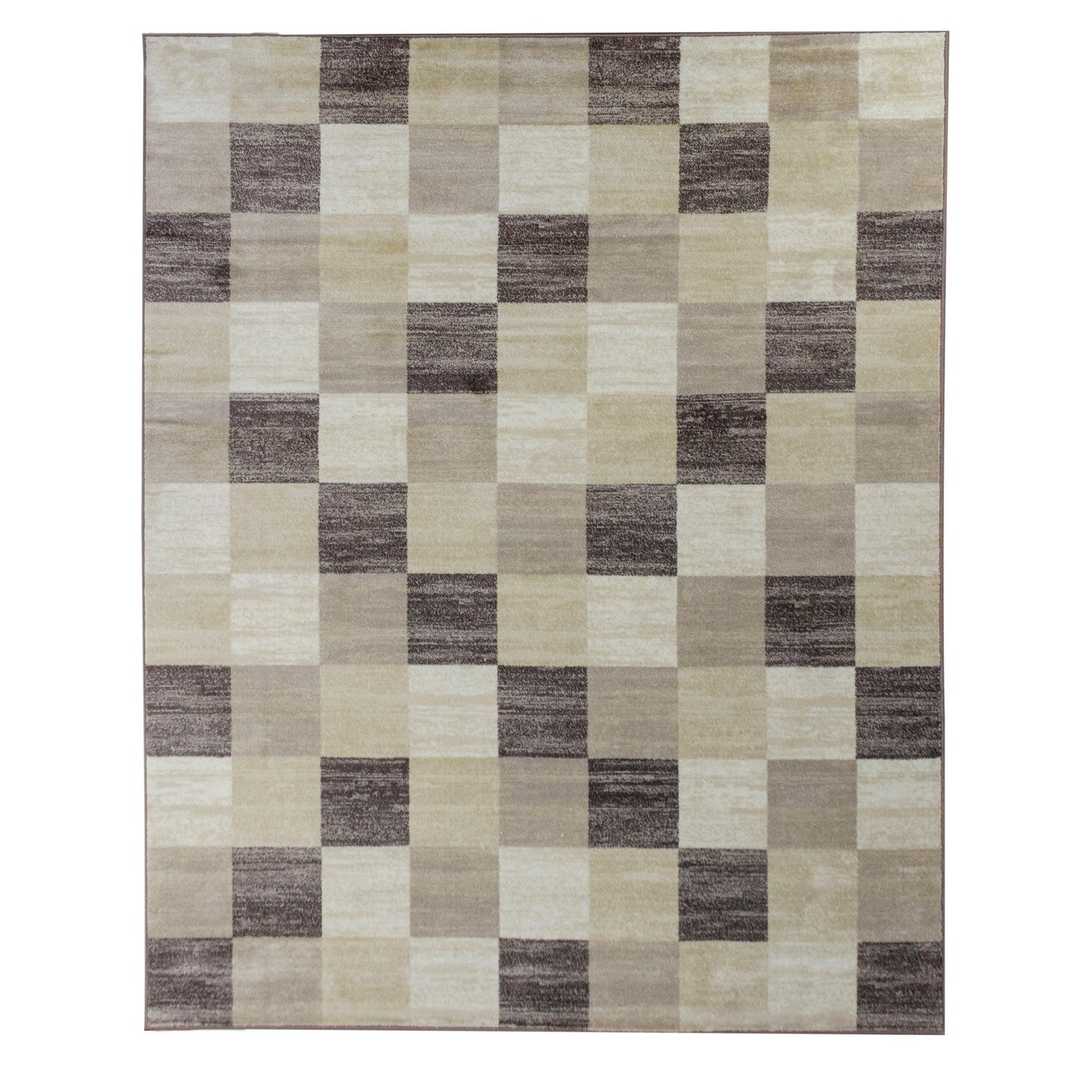  Superior Rockaway Geometric Checkered Rivulet Transitional Area Rug - Beige