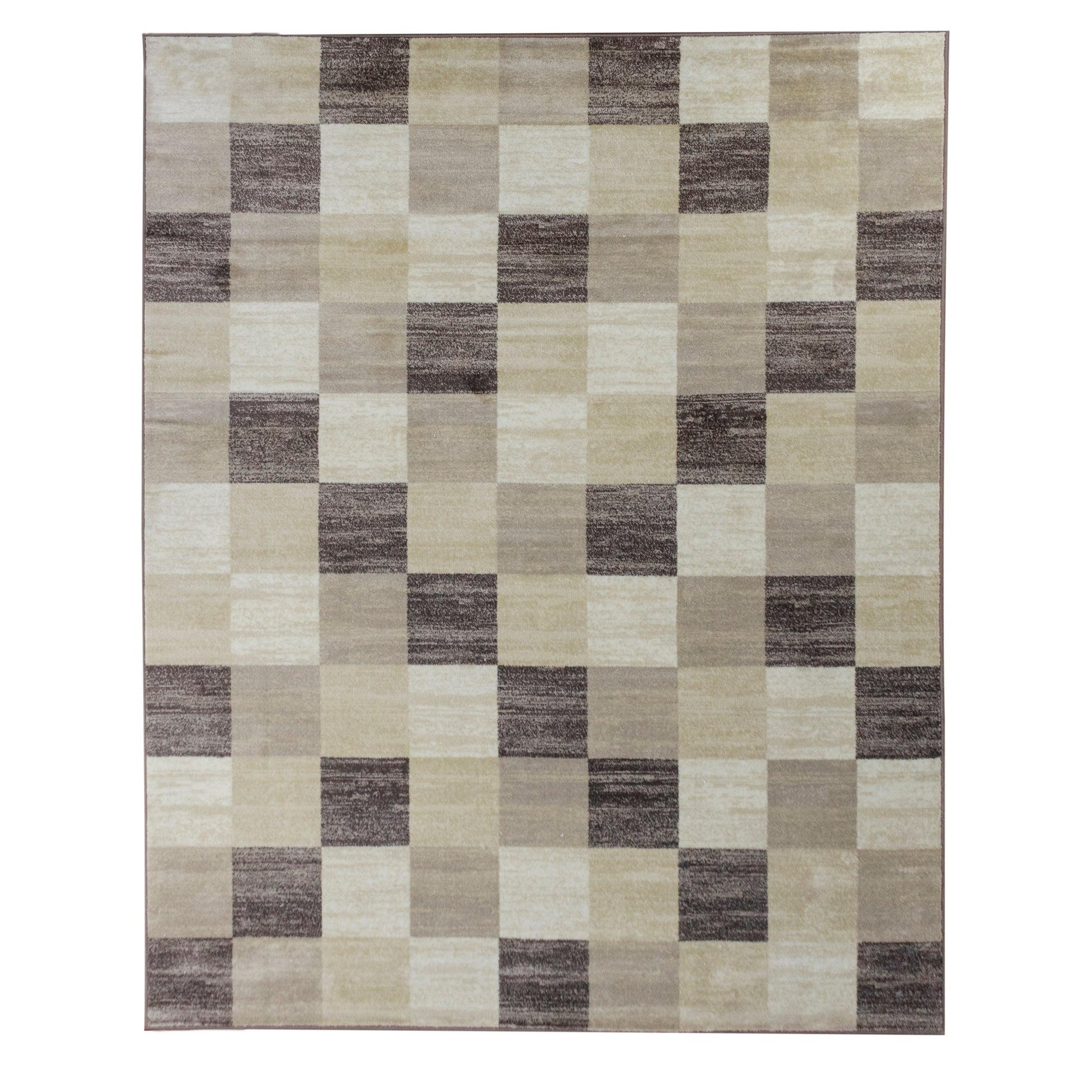  Superior Rockaway Geometric Checkered Rivulet Transitional Area Rug - Beige