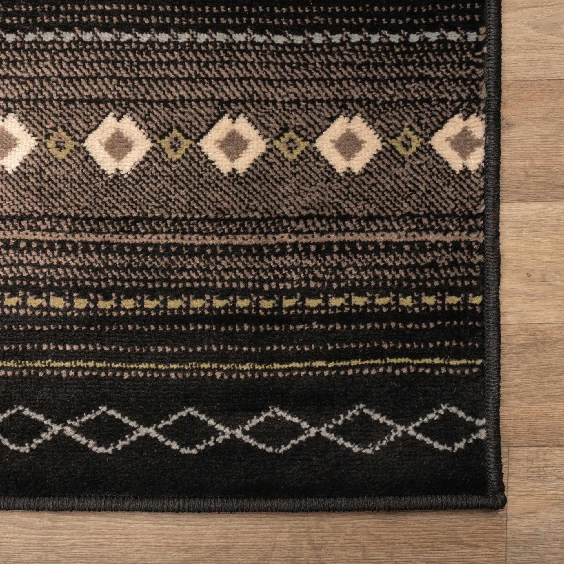Superior Twilight Southwestern Navajo Inspired Area Rug - Black