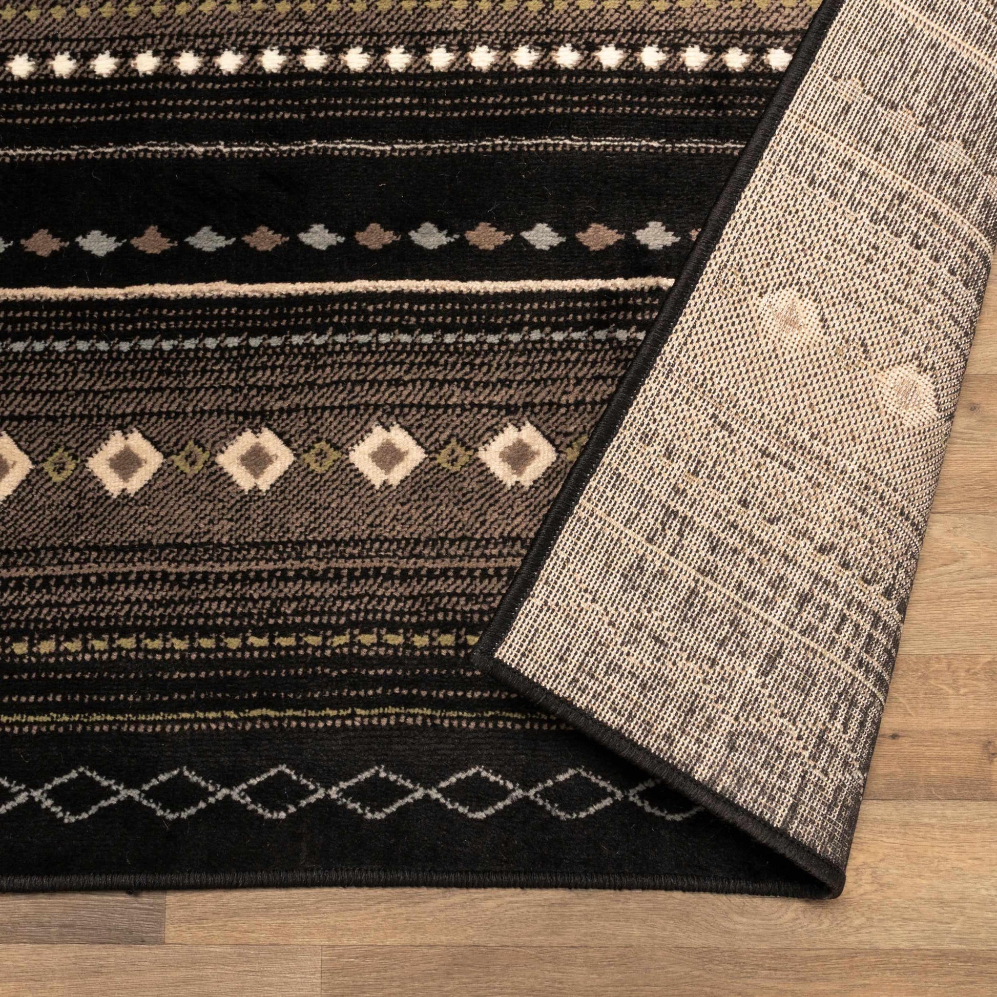 Superior Twilight Southwestern Navajo Inspired Area Rug -Black
