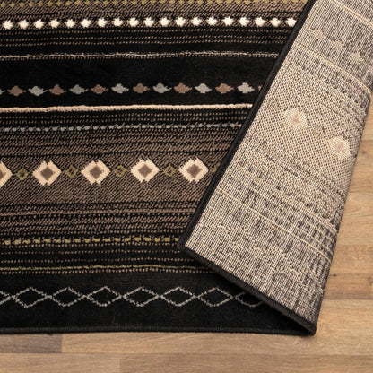 Superior Twilight Southwestern Navajo Inspired Area Rug -Black