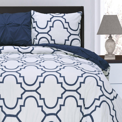 Superior Cotton Modern Geometric Valencia  Set with Button Closure - Blue
