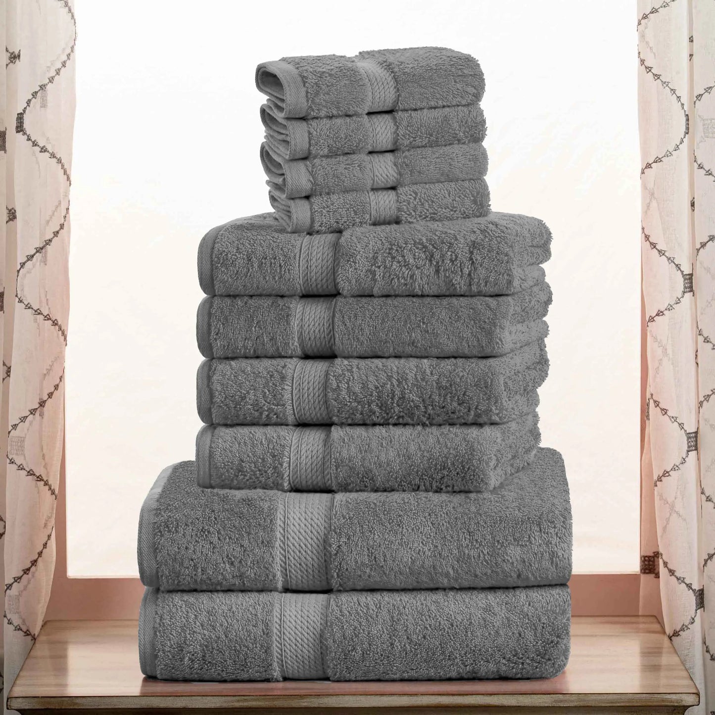 Madeline Egyptian Cotton Pile Plush Heavyweight 10 Piece Towel Set