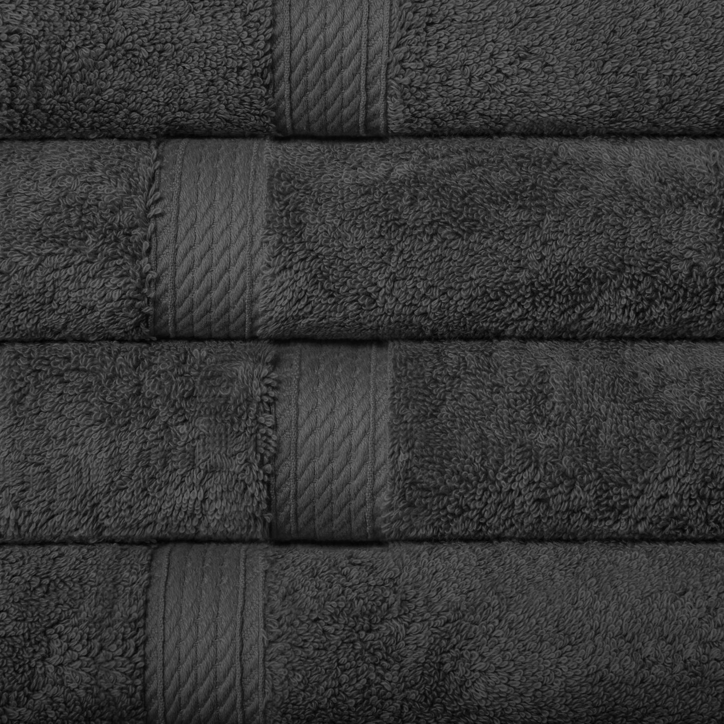 Egyptian Cotton Pile Plush Heavyweight Absorbent Bath Towel (Set of 4) - Charcoal