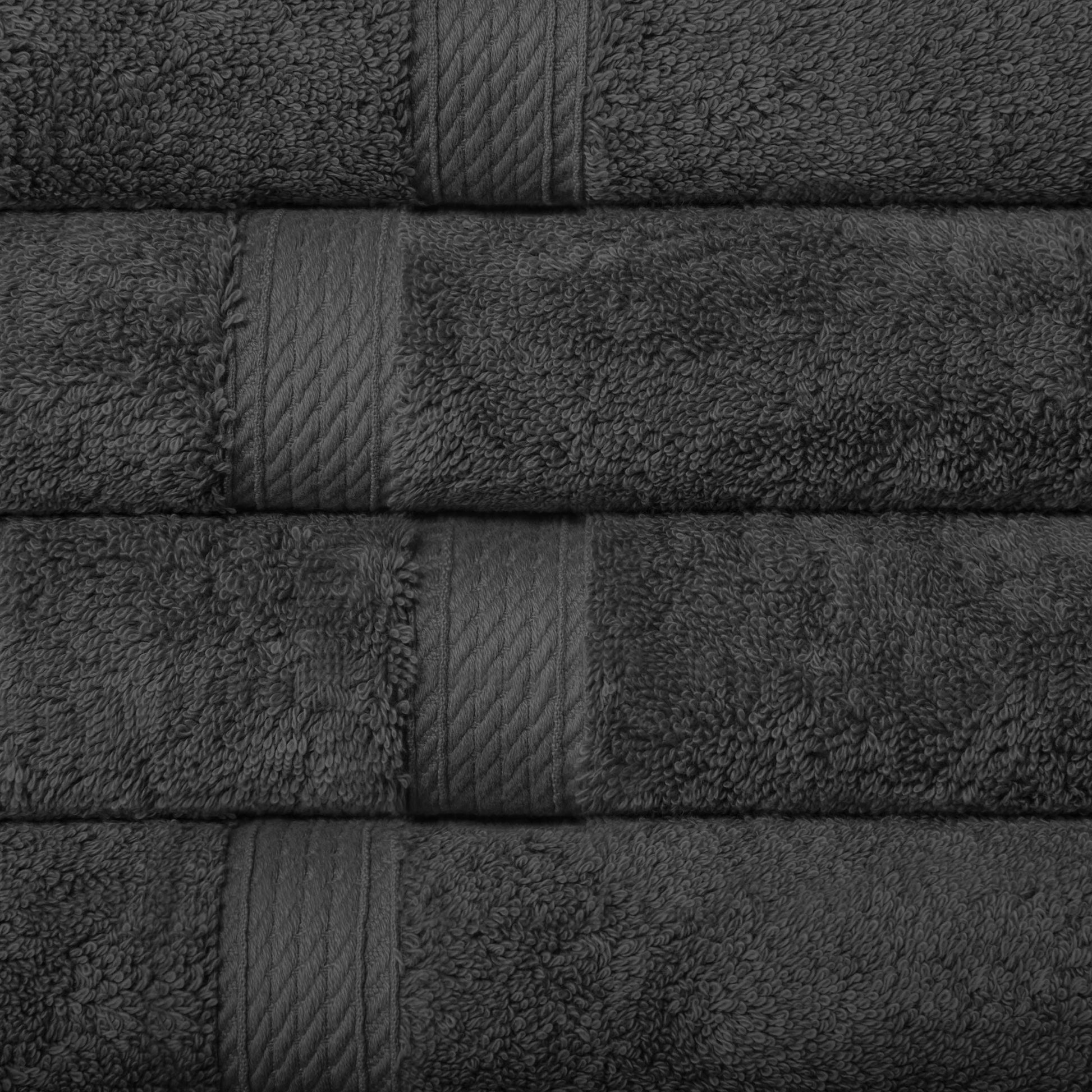 Egyptian Cotton Pile Plush Heavyweight Absorbent Bath Towel (Set of 4) - Charcoal