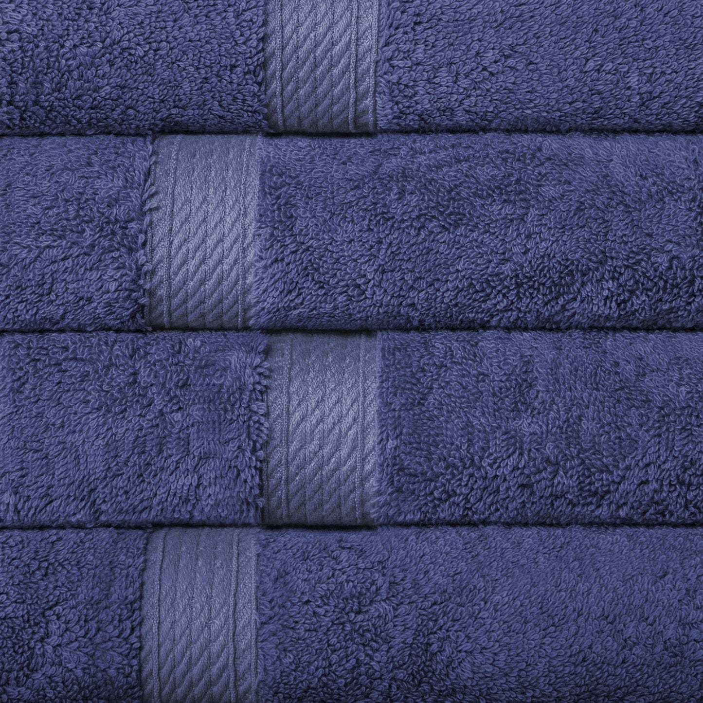 Egyptian Cotton Pile Plush Heavyweight Absorbent Bath Towel (Set of 4) - NavyBlue