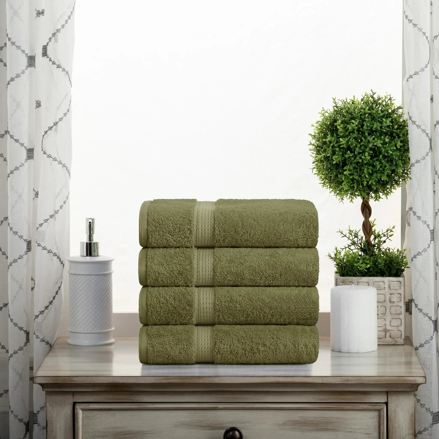 Madeline Egyptian Cotton Pile Plush Heavyweight Hand Towel Set of 4