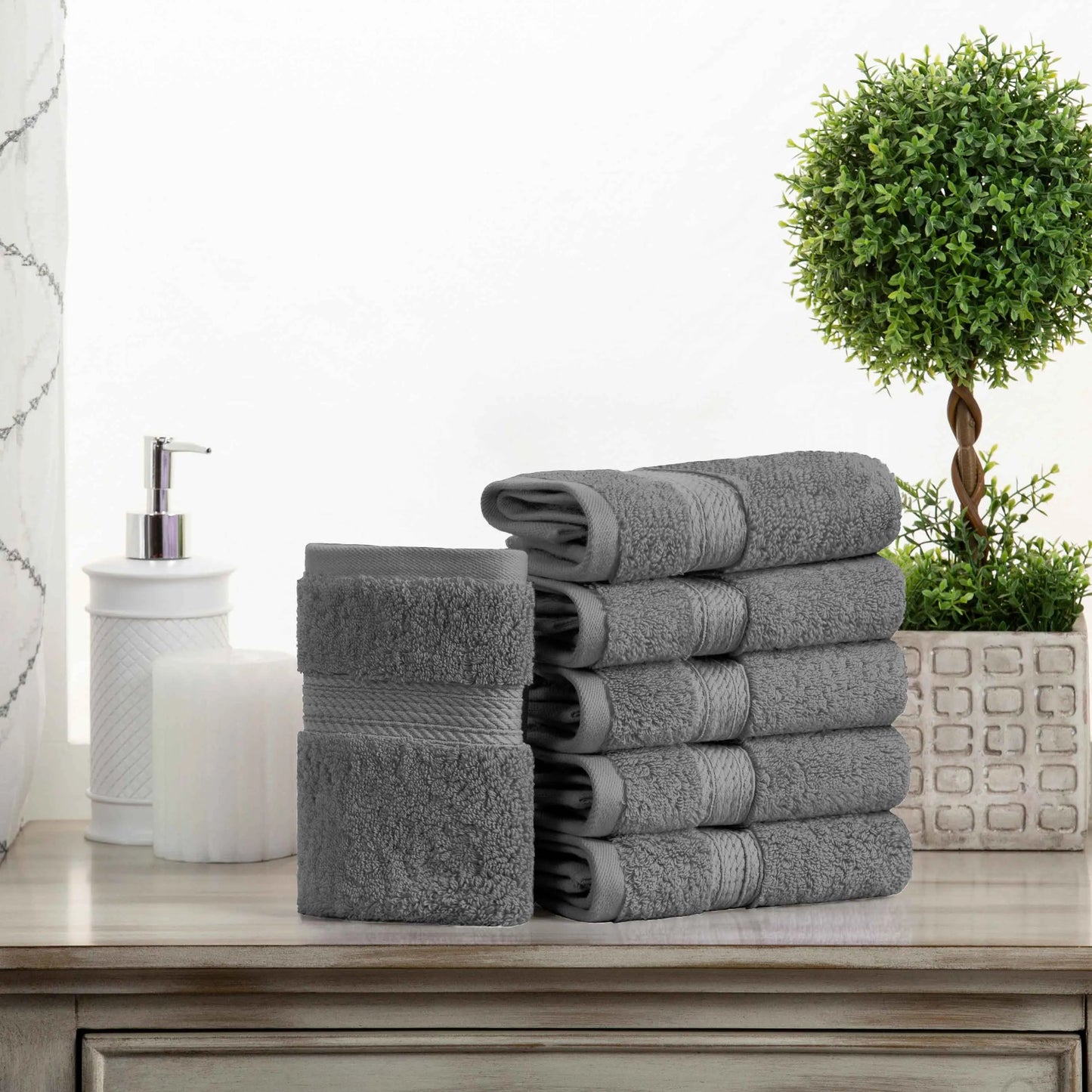 Madeline Egyptian Cotton Pile Plush Heavyweight Face Towel Set of 6